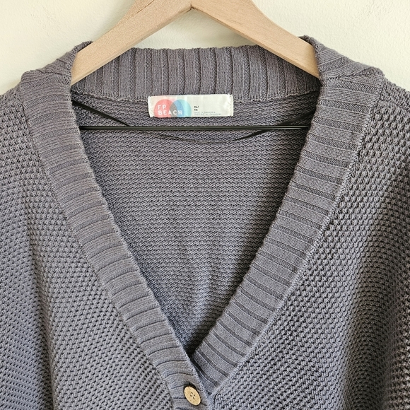 Free People Gray Waffle Knit Oversized Hailee Cardigan Sweater - Picture 4 of 14